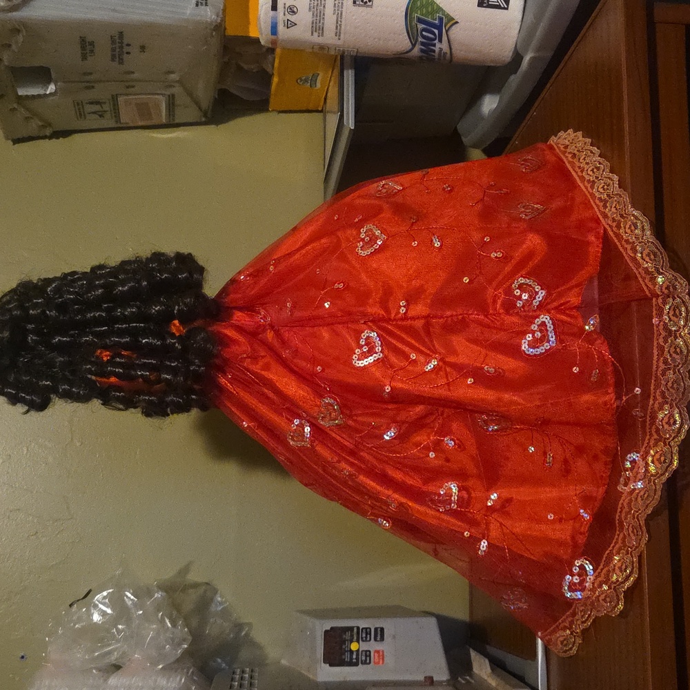 Charming Orange and Black Doll with Curly Hair - Picture 6 of 9